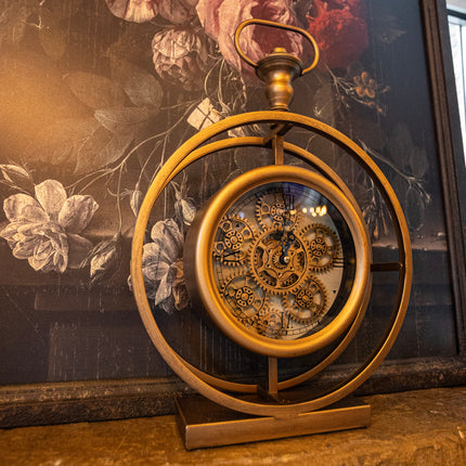 Gold Mantel Clock With Gears