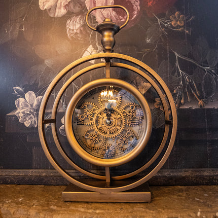 Gold Mantel Clock With Gears
