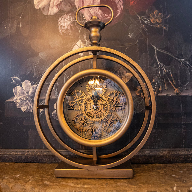Gold Mantel Clock With Gears
