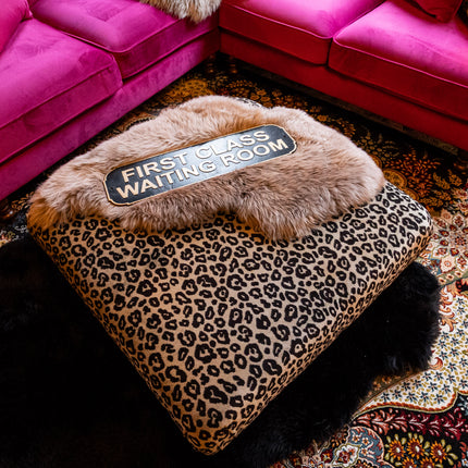 Darcey Footstool in Leopard Cream Velvet  - New