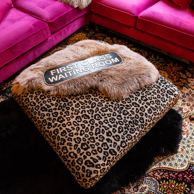 Darcey Footstool in Leopard Cream Velvet  - New