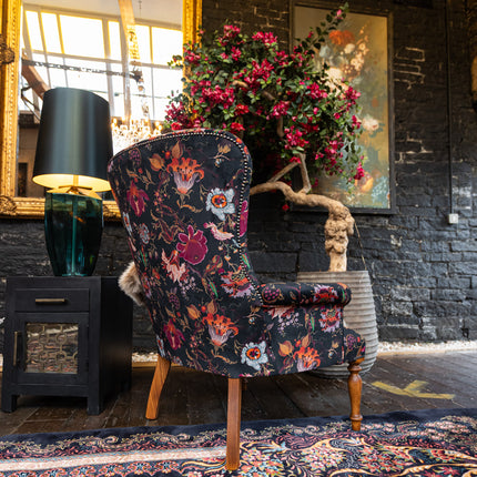 Selfridges Buttoned Wing Back Chair in Fantasia Floral Velvet