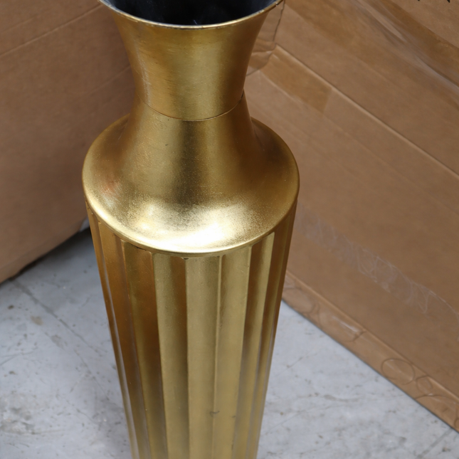 Tall Metal Gold Vase - Ex Display