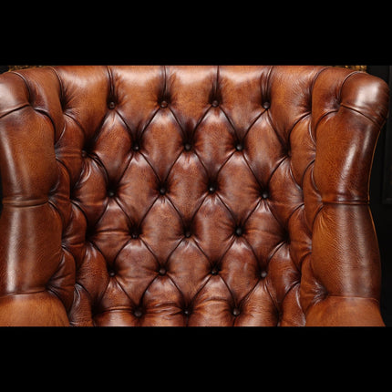 Mackenzie Tetrad Chesterfield Chair in Hand Antiqued Buffalo Leather