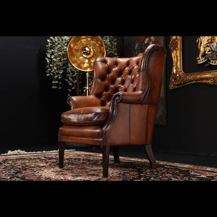 Mackenzie Tetrad Chesterfield Chair in Hand Antiqued Buffalo Leather