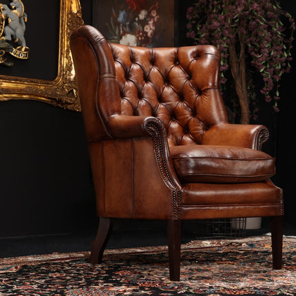 Mackenzie Tetrad Chesterfield Chair in Hand Antiqued Buffalo Leather