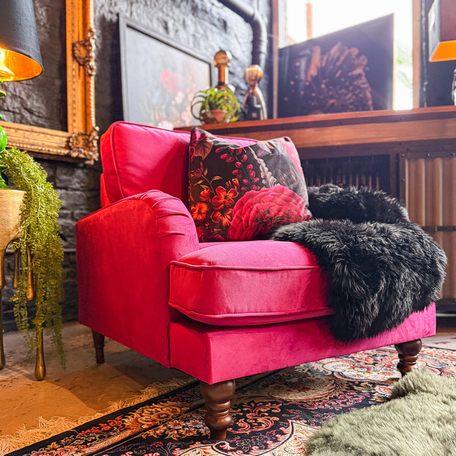 Albert Armchair in Plush Cerise Velvet