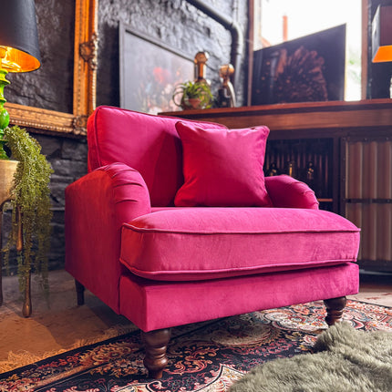 Albert Armchair in Plush Cerise Velvet