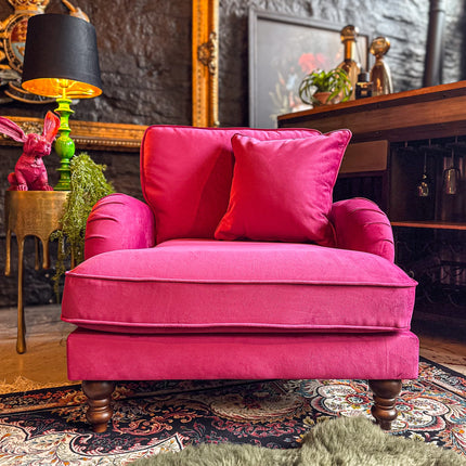 Albert Armchair in Plush Cerise Velvet