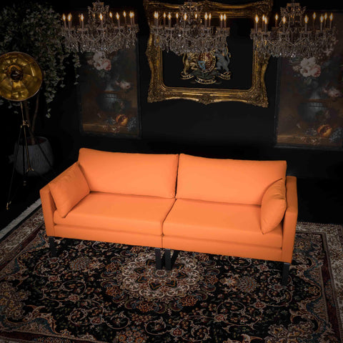 Blossom Garden 4 Seater Sofa Orange Fabric (224 x 81 x 90cm)