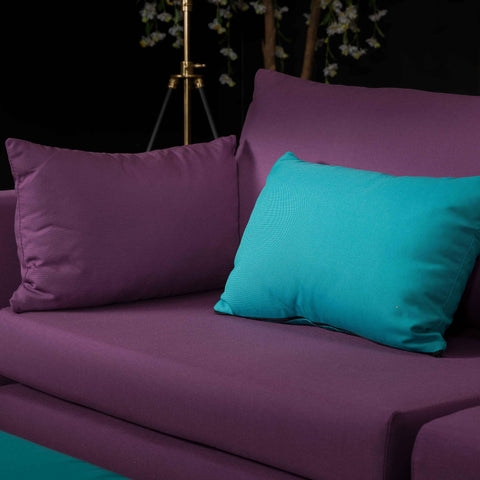 Blossom 4 Seater Out Door Sofa Purple Fabric (224 x 81 x 90cm)