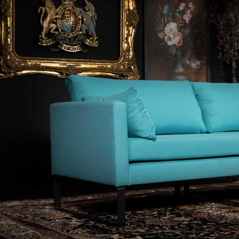 Blossom Garden 4 Seater Sofa Aqua Blue Fabric (224 x 81 x 90cm)