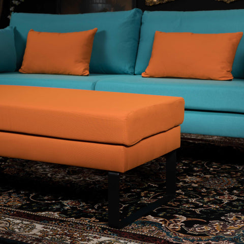 Blossom Garden Footstool Orange Fabric (139 x 61 x 51cm)