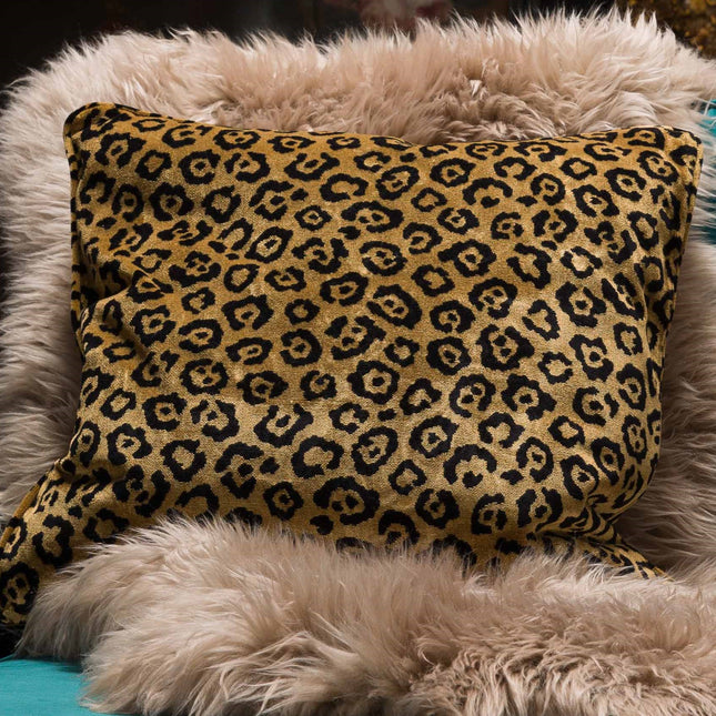 Cushion Limited Edition in Leopard Gold Velvet (55 x 55cm) Feather Filled