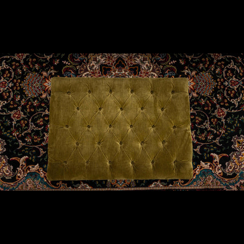 ZZZZ Freddie Large Buttoned Footstool Velvet Olive (104 x 75 x 28cm) Ex-Display