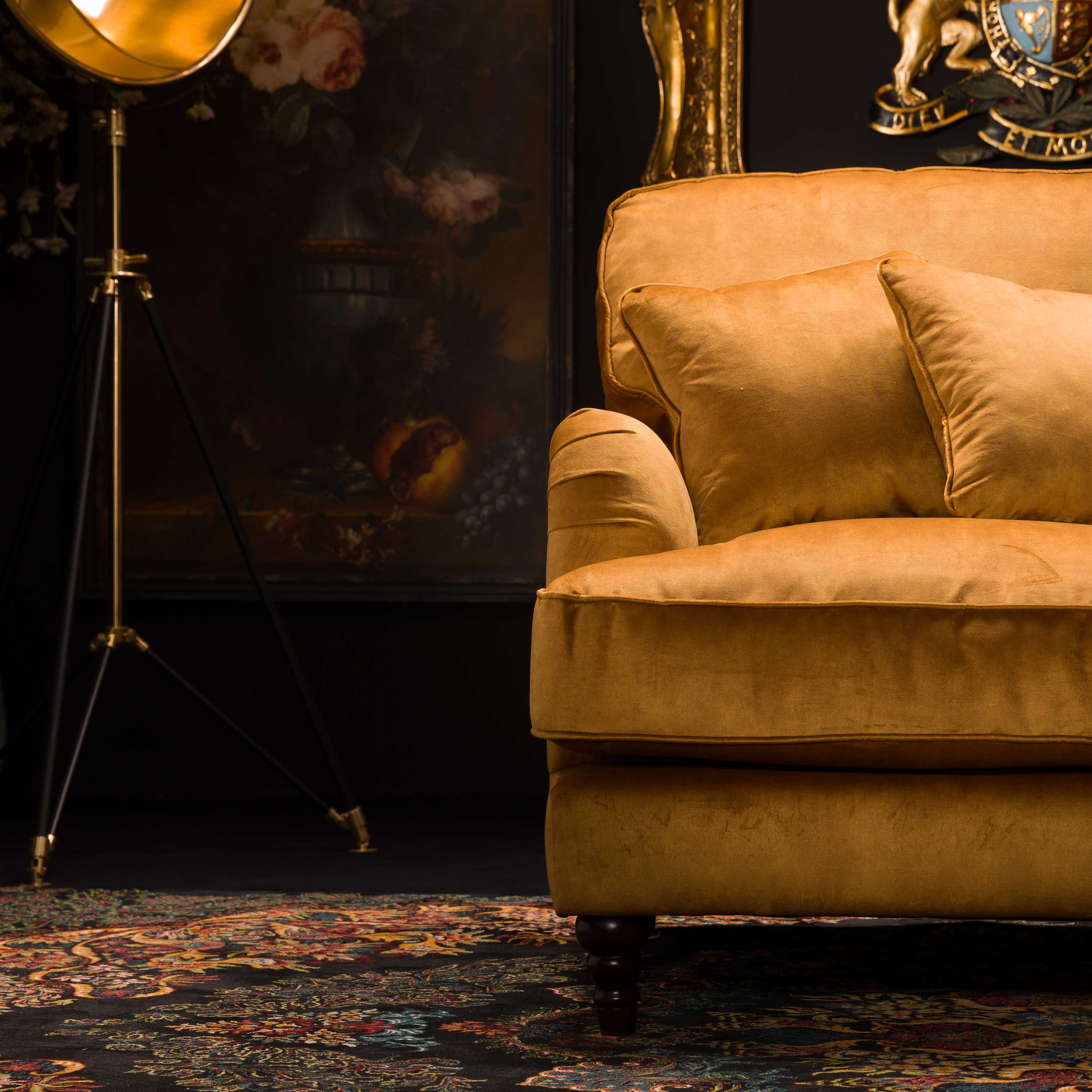 Vintage gold 2024 velvet sofa