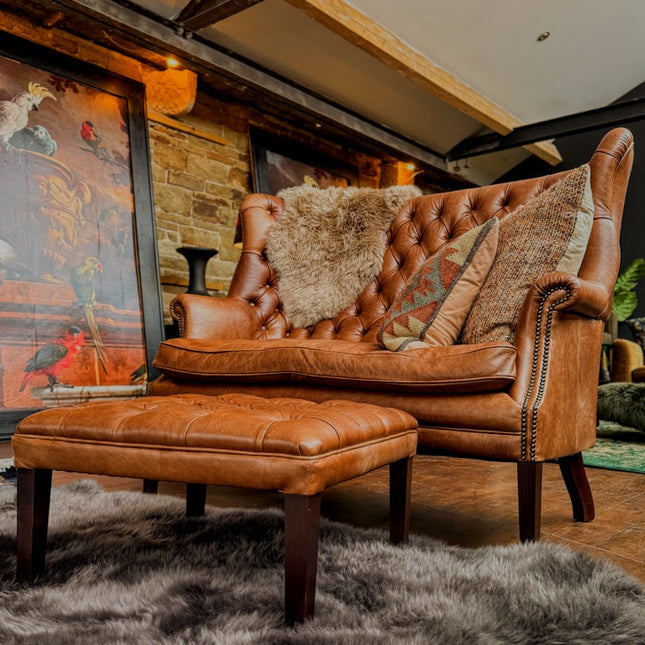 Mackenzie Petit 2 Seater Sofa by Tetrad in Leather Saddler Walnut