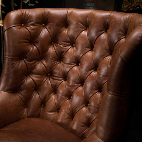Mackenzie Tetrad Chesterfield Chair in Saddler Walnut Leather