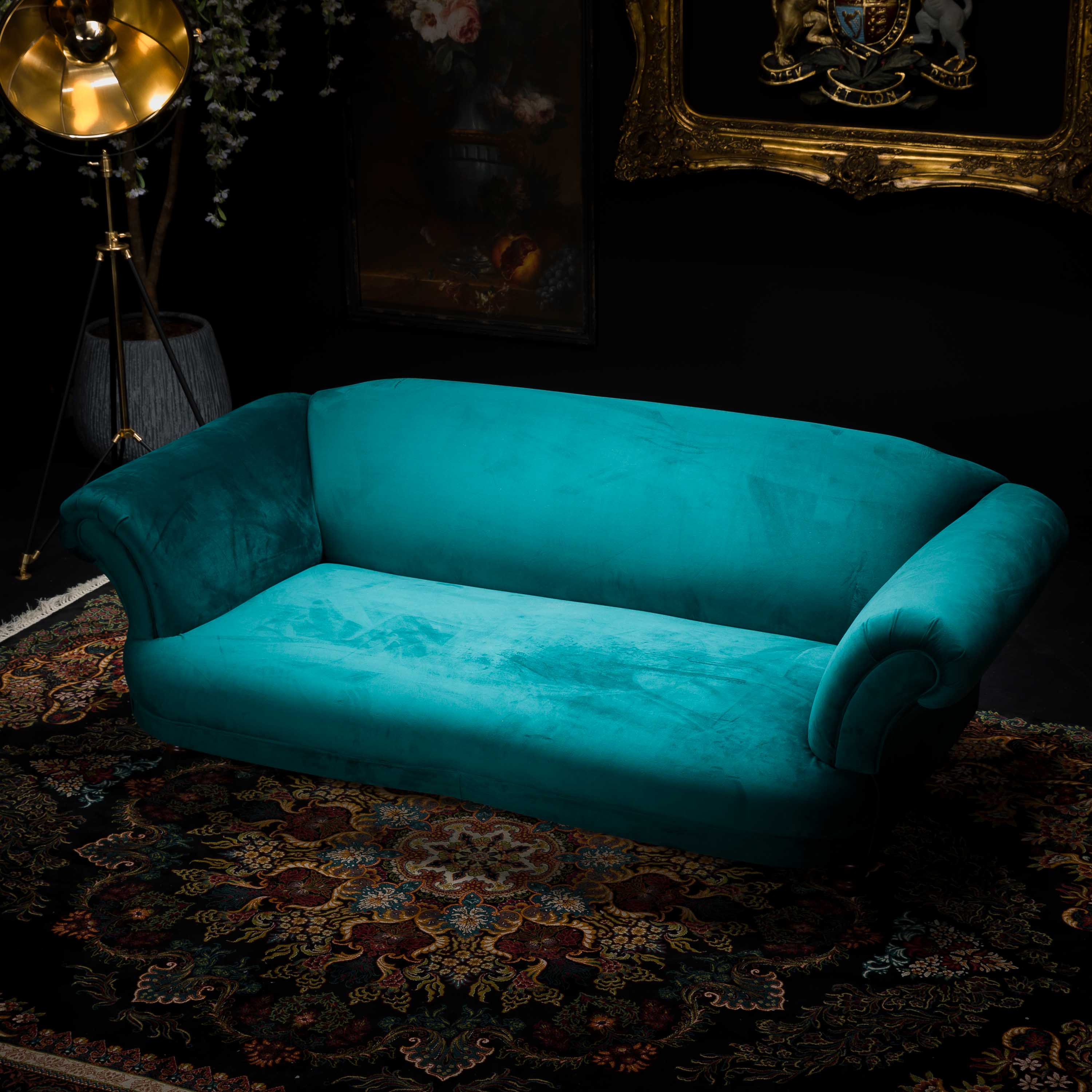Oliver 4 Seater Sofa Plush Velvet Vintage Sofa