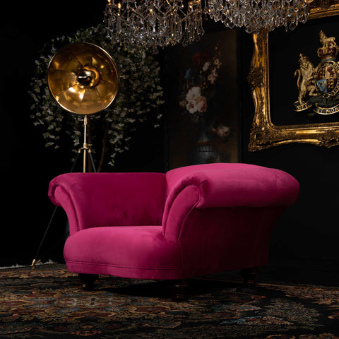 Oliver Club Chair Plush Cerise Velvet (125 x 106 x 76cm) - Clearance