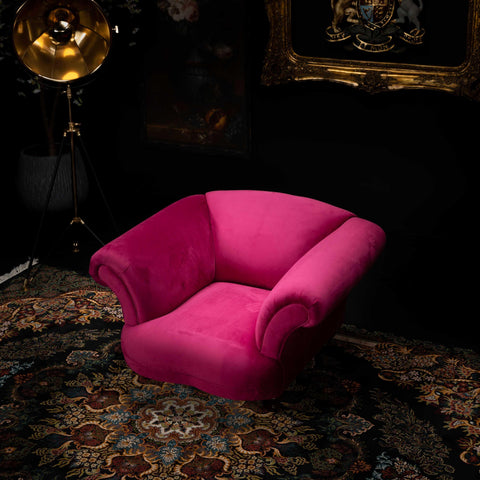 Oliver Club Chair Plush Cerise Velvet (125 x 106 x 76cm) - Clearance