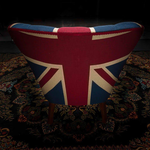 Selfridges Buttoned Wing Chair in Union Jack Tapestry Fabric