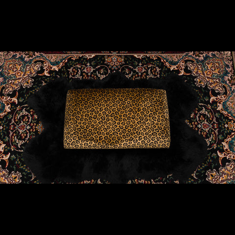 Selfridges Deluxe Footstool in Leopard Gold Velvet