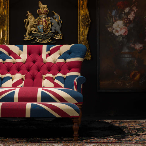 Selfridges Deluxe Footstool in Union Jack Tapestry Fabric