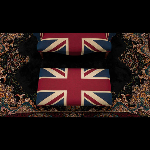 Selfridges Deluxe Footstool in Union Jack Tapestry Fabric
