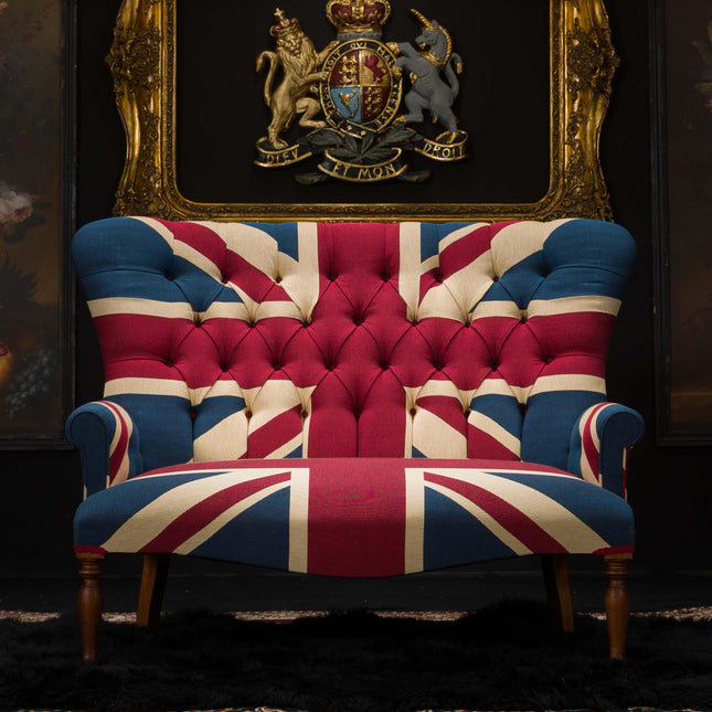 Selfridges Petite Chesterfield Sofa in Union Jack Tapestry Fabric