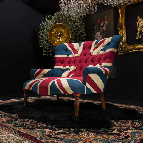 Selfridges Petite Chesterfield Sofa in Union Jack Tapestry Fabric