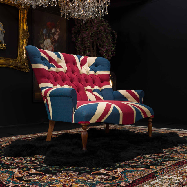 Selfridges Petite Chesterfield Sofa in Union Jack Tapestry Fabric