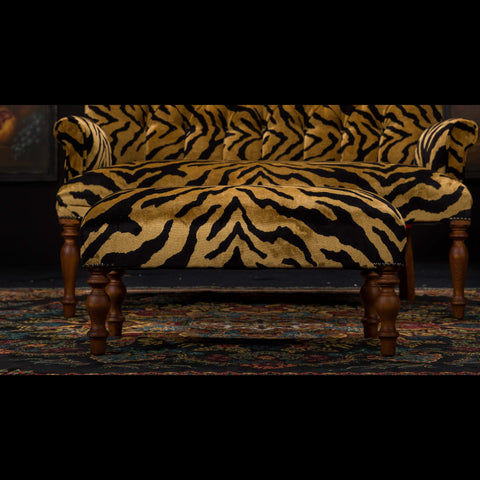 Selfridges Small Footstool in Zebra Gold Velvet