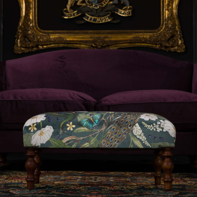 Selfridges Footstool in Peacock Butterfly Teal