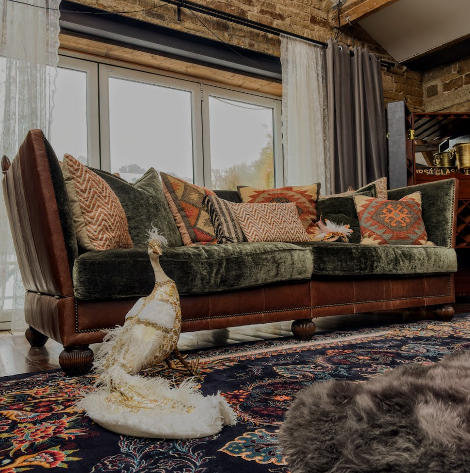 Warwick by Tetrad in Saddler Walnut & Green Coco Olive – Vintage Sofa