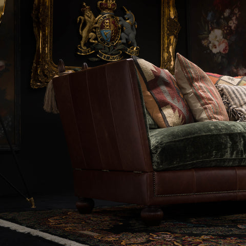 Warwick Tetrad Grand 4 Seater Sofa in Saddler Walnut & Coco Olive