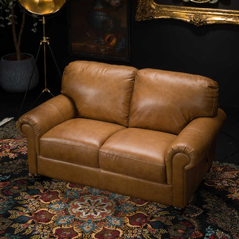 William 2 Seater Sofa in Aniline Brown Leather