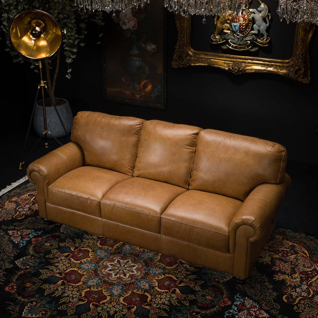 William 3 Seater Sofa in Aniline Brown Leather