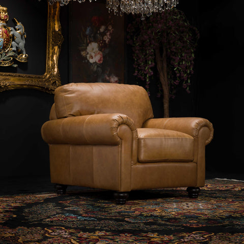 William Armchair in Aniline Brown Leather