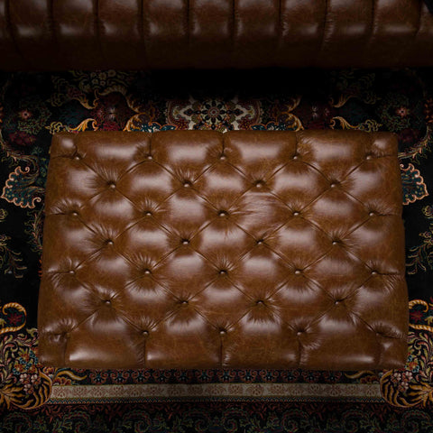 Bertie Chesterfield Footstool in Cuba Tan Leather