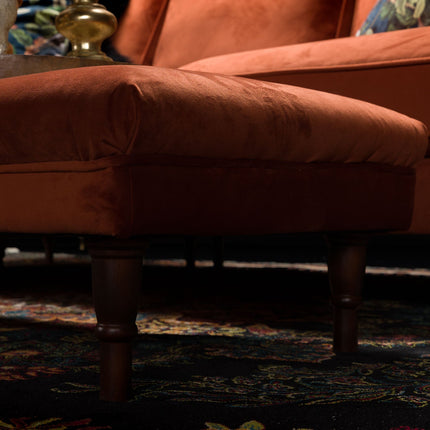 Albert Footstool in Plush Marmalade Velvet - Clearance