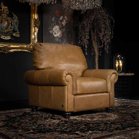William Recliner Armchair in Aniline Brown Leather