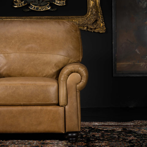 William Recliner Armchair in Aniline Brown Leather