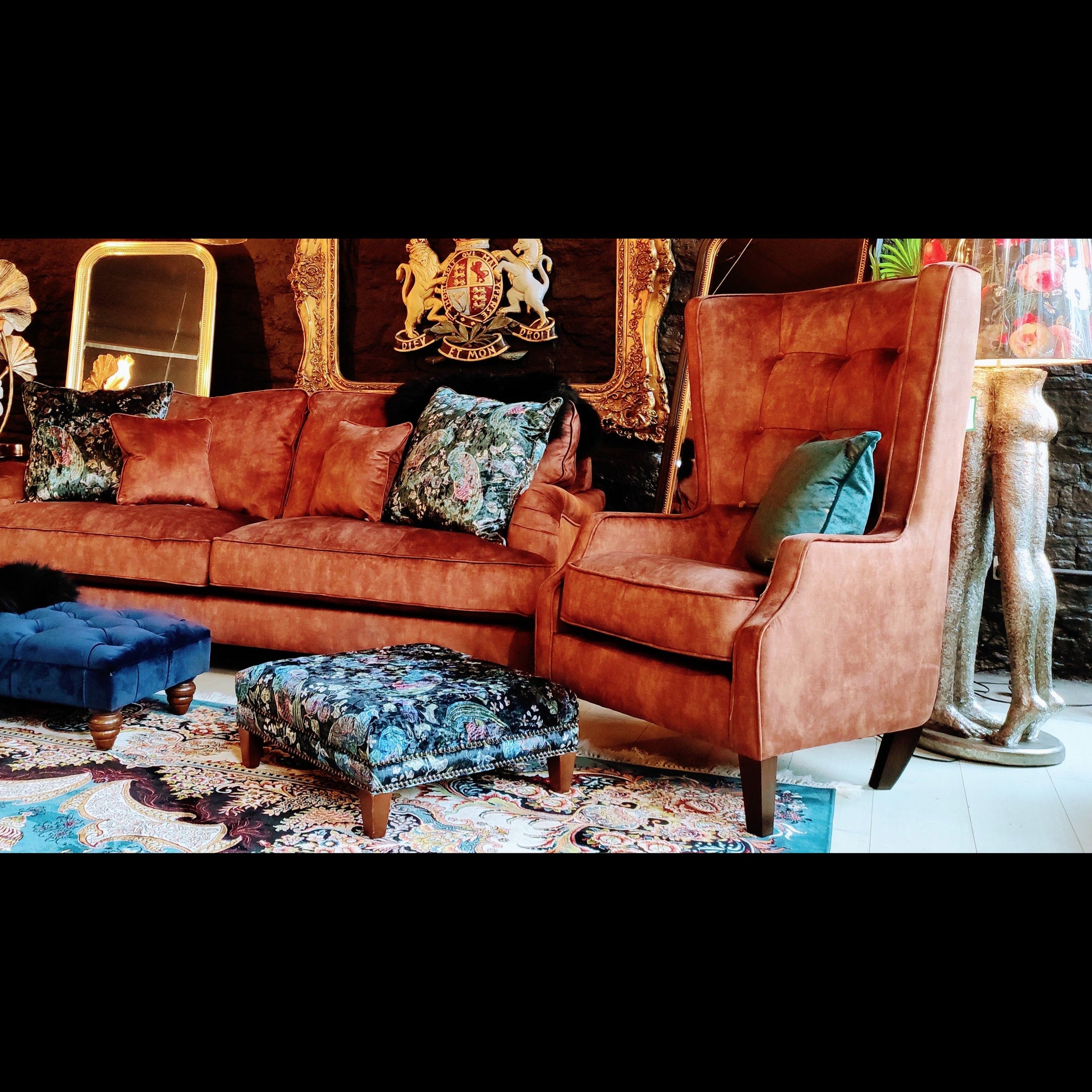 Howard Buttoned Wingback Armchair Vintage Sofa