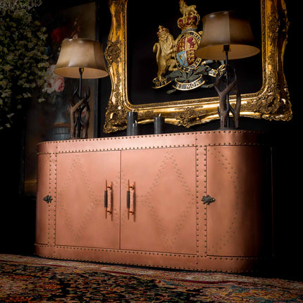 Vintage Aviator Sideboard Cabinet in Copper Metal