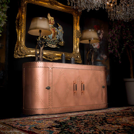 Vintage Aviator Sideboard Cabinet in Copper Metal