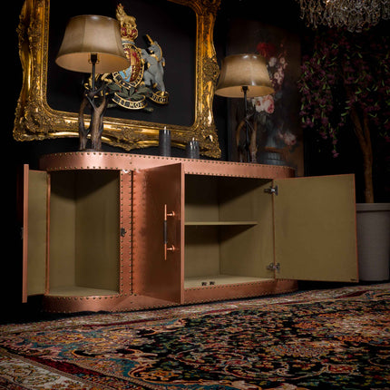 Vintage Aviator Sideboard Cabinet in Copper Metal