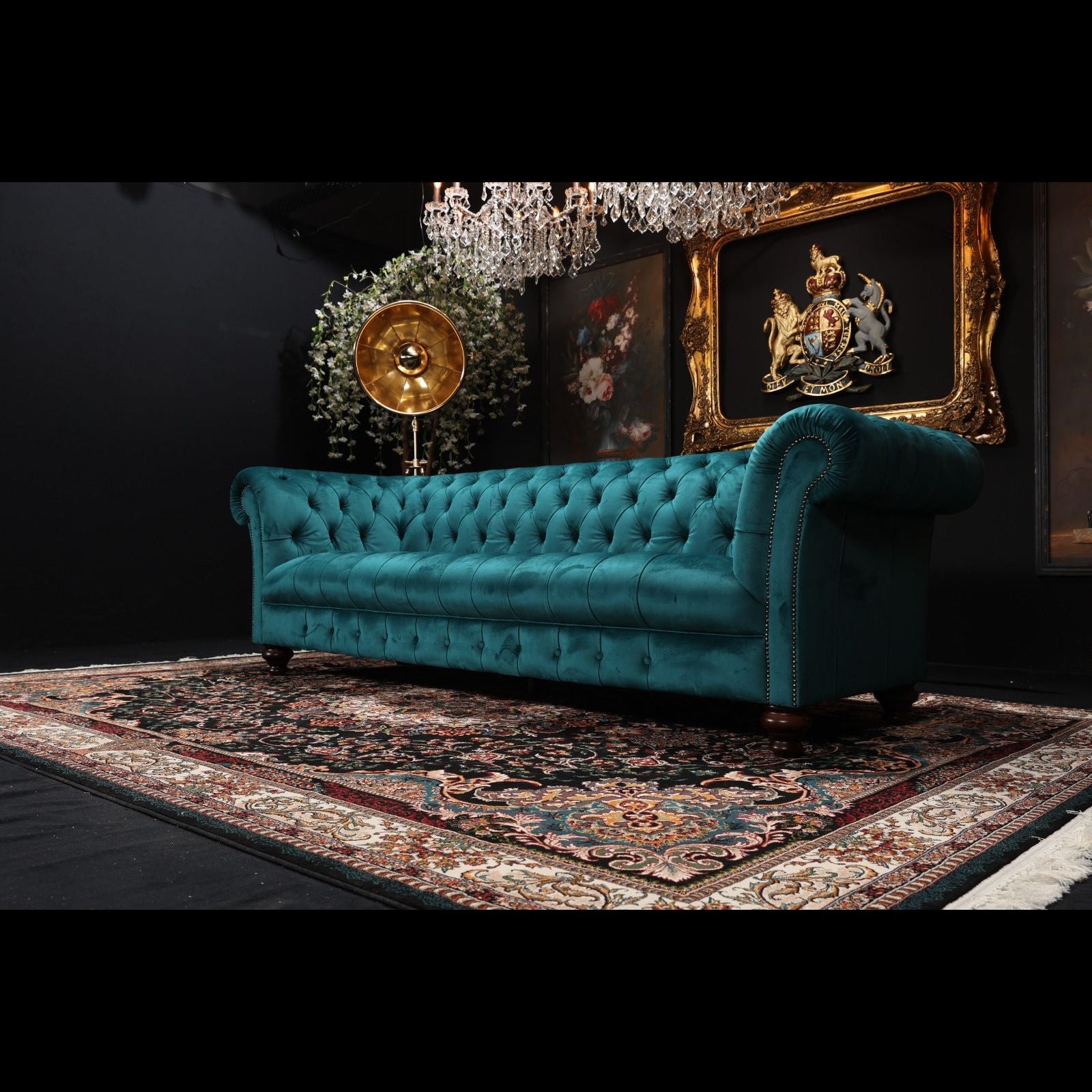 Dark teal velvet deals sofa