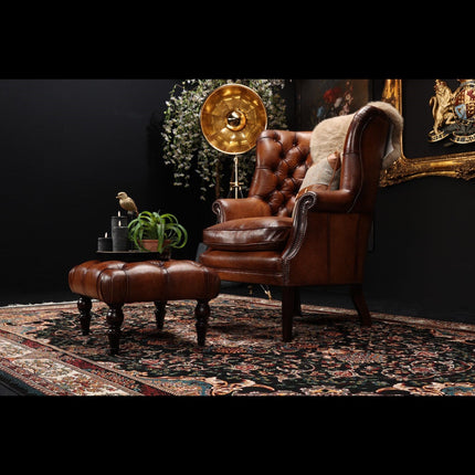 Mackenzie Tetrad Chesterfield Chair in Hand Antiqued Buffalo Leather