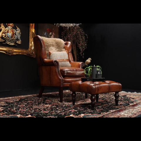 Mackenzie Tetrad Chesterfield Chair in Hand Antiqued Buffalo Leather
